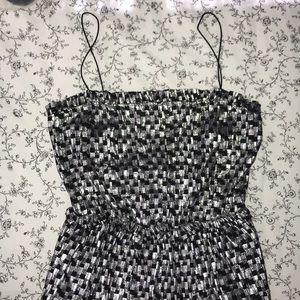 Zara Checkered Silver Metallic Foiled Dress